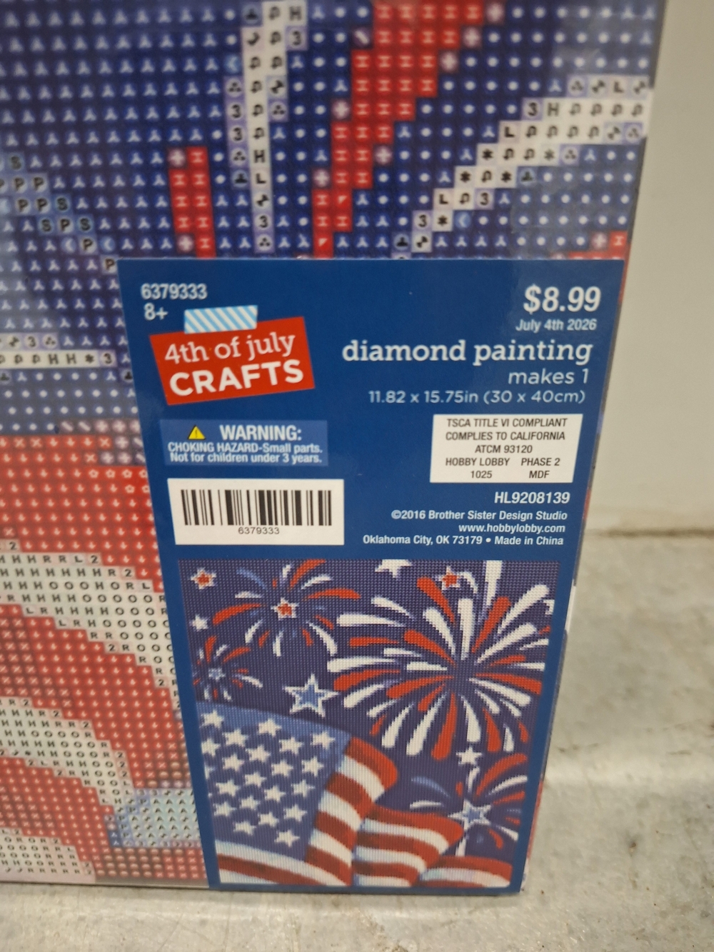 Hobby Lobby Patriotic Flag and Fireworks Diamond Painting/Art